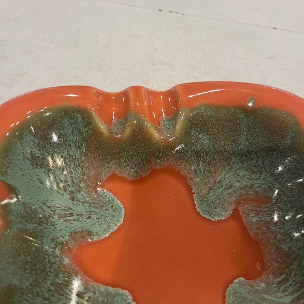 Handcrafted Orange and Green Ceramic Decorative Bowl - Picture 2 of 8